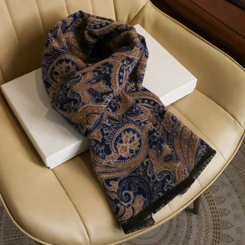 Bufanda de Poliéster Cálida de Invierno para Hombres y Mujeres Patrón Paisley Clásico Chal Suave Espesado Bufanda de Cuello Versátil
