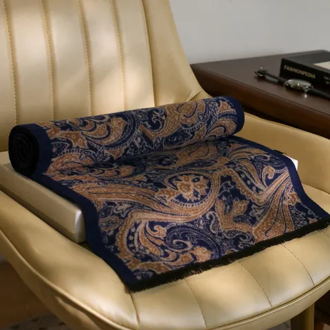 Bufanda de Poliéster Cálida de Invierno para Hombres y Mujeres Patrón Paisley Clásico Chal Suave Espesado Bufanda de Cuello Versátil
