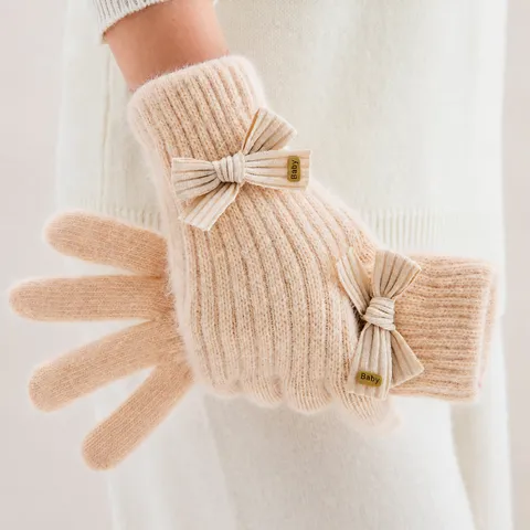 Guantes de Punto Cálidos de Invierno para Mujer Lindo Lazo Acrílico Guantes de Cinco Dedos para Clima Frío Guantes Térmicos de Moda
