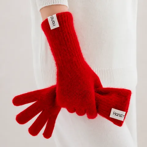Dames Lange Gebreide Handschoenen Winter Warm Winddicht Effen Kleur Vingers Gescheiden Acryl Handschoenen Elegante Dames Accessoires