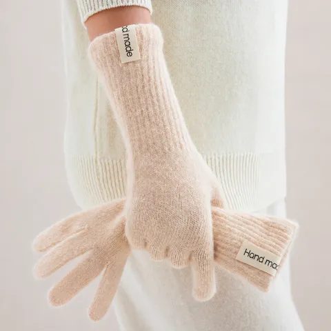 Dames Lange Gebreide Handschoenen Winter Warm Winddicht Effen Kleur Vingers Gescheiden Acryl Handschoenen Elegante Dames Accessoires