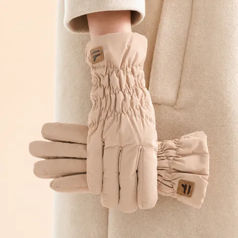 Guantes Térmicos de Invierno para Mujer Impermeables A Prueba de Viento Mitones de Algodón de Plumón Gruesos