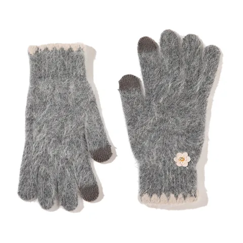 Guantes de Invierno Cálidos de Acrílico para Mujer Guantes de Punto de Felpa Térmicos con Pantalla Táctil Lindos Florales para Clima Frío al Aire Libre