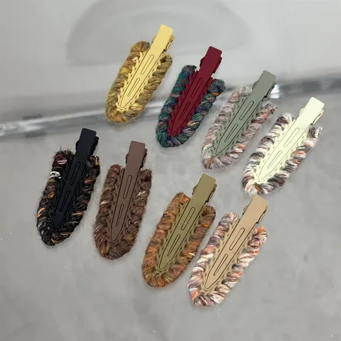 Women Fashion Colorful Yarn Woven Hair Clips Sweet Cool Style Duckbill Hairpins Handmade Cute Hair Accessories For Daily Wear