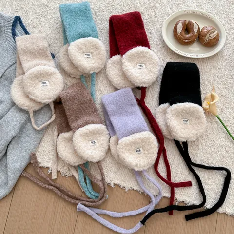 Winter Warme Gebreide Oorwarmers Met Lang Lint Schattige Pluche Oorwarmers Verdikke Zachte Koudebestendige Oorbescherming Accessoires Voor Vrouwen