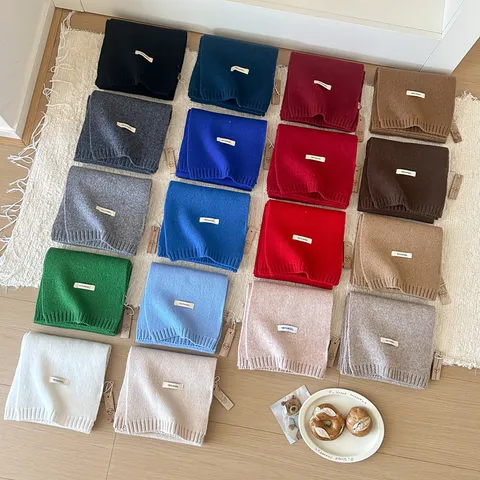 Bufanda de Lana Cálida de Invierno Unisex Color Sólido Tejida Suave Bufandas Moda Clásica Calentador de Cuello para Hombres Mujeres