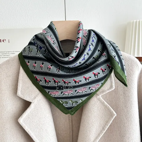 Pañuelo Cuadrado de Moda para Mujer Vintage Poliéster Pañuelo para el Cuello Diadema Chal Decorativo Elegante para Damas