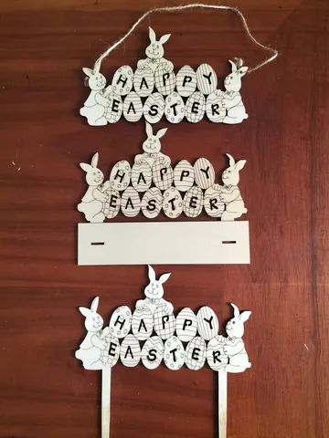 Ornement Suspendu en Bois Lapin de Pâques Œuf Base Piquet de Jardin Maison Fête Printemps Décor