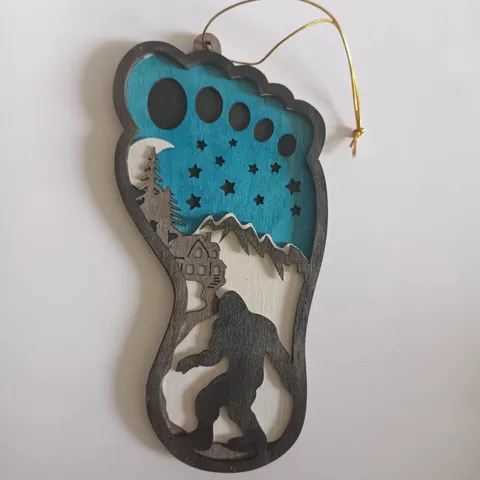 Wooden Layered Couple Bigfoot Hanging Ornament Valentine Day Wedding Home Decor Wooden Craft Pendant