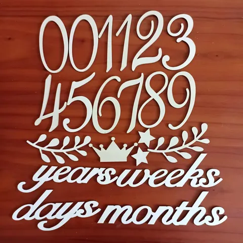 Wooden Baby Milestone Props Newborn Monthly Growth Discs Laser Cut Wood Letters Numbers Photography Props