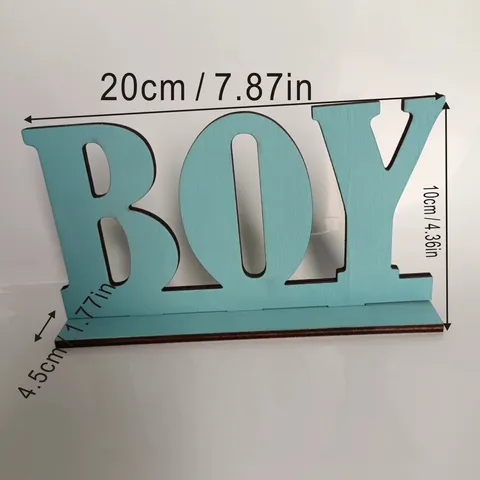 Ornement de Bureau en Bois Lettre Boy Moderne Minimaliste Panneau Alphabet en Bois Bleu Décoration de Table pour Maison Fête