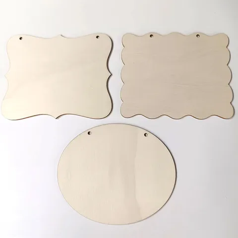 Placa Colgante de Madera Cortada con Láser DIY Rodaja de Madera Sin Terminar Manualidades para Decoración de Pared