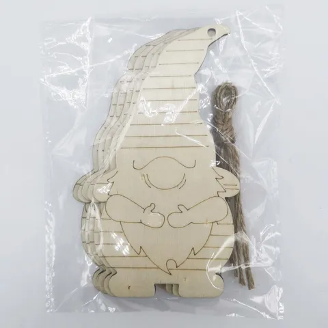 Étiquette Suspendue en Bois Père Noël Lutins Gravés au Laser Pendentif Tranche de Bois Décoration DIY Maison Fournitures de Fête de Noël