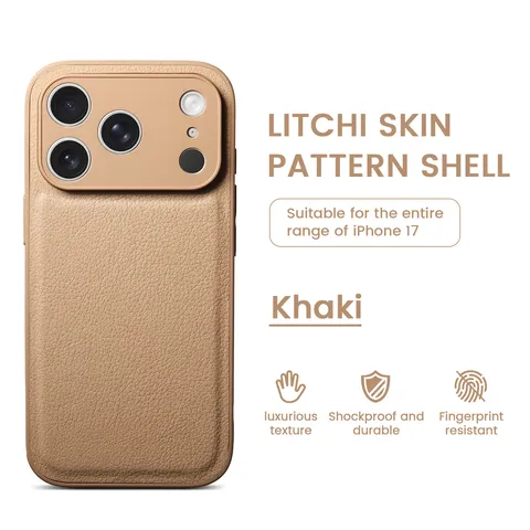 Litchi Skin Pattern Shell Premium PC Leather Phone Case Full Protection Shockproof Durable Cover For iPhone Whole Series