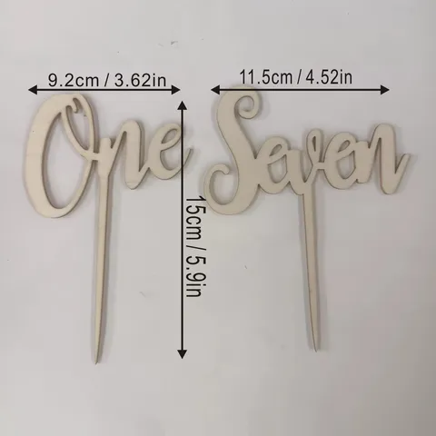 Garnitures de Gâteau en Bois avec Chiffres Anglais Fête d'Anniversaire Décoration de Gâteau Design Lettre Manuscrite Fournitures en Bois Naturel