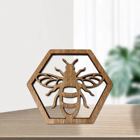 Sous-Verre en Bois Abeille Alvéole Design Creux 3D Artisanat en Buis Naturel Ornement de Table DIY Graffiti Tapis d'Isolation Thermique