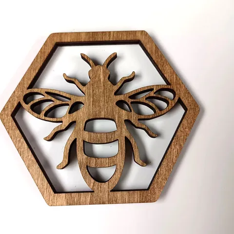 Sous-Verre en Bois Abeille Alvéole Design Creux 3D Artisanat en Buis Naturel Ornement de Table DIY Graffiti Tapis d'Isolation Thermique