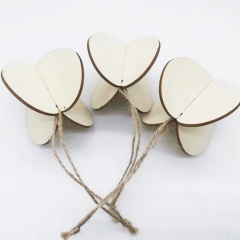 Pendentif en Bois Gravé au Laser en Forme de Cœur Ornement Suspendu DIY pour Fête de Noël Saint-Valentin Décoration