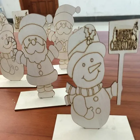 Décoration de Table de Noël en Bois Emboîtement DIY Bonhomme de Neige Père Noël Ornement Fête Maison Bureau Décoration Cadeau