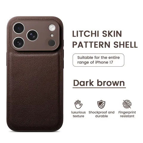Litchi Skin Pattern Shell Premium PC Leather Phone Case Full Protection Shockproof Durable Cover For iPhone Whole Series