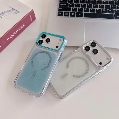 Glitter Gradient Magnetic Phone Case PC Epoxy Anti-Drop Full Coverage Protective Cover Compatible With iPhone
