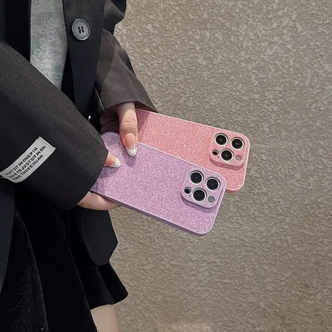 Glitter Luxury PU Leather Two-in-One Shockproof Protective Phone Case With Fine Lens Hole Cover For Apple iPhone