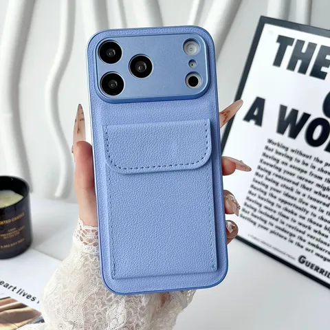 Litchi Leather Texture Magnetic Card Holder Phone Case For IPhone 18 17 16 15 14 13 Pro Max Dual Layer Shockproof Protective Cover