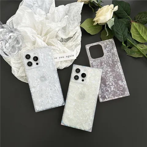 Square Shell Texture Silicone Phone Case For iPhone 16 15 14 Pro Max Luxury Colorful Protective Back Cover Mobile Access