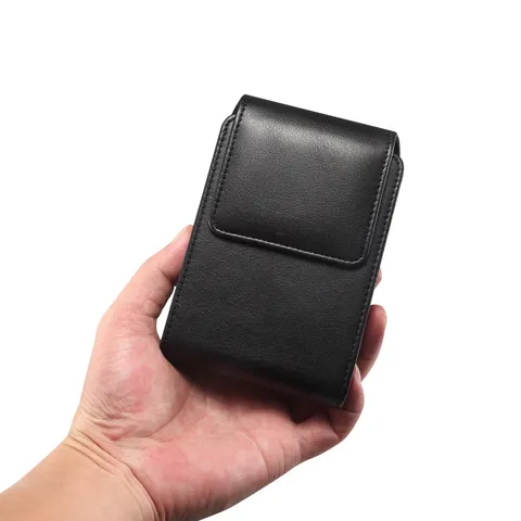 PU Leather Foldable Phone Waist Bag Vertical Magnetic Clasp Waist Belt Loop Holster Pouch Protective Case For Men Women