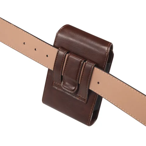 PU Leather Foldable Phone Waist Bag Vertical Magnetic Clasp Waist Belt Loop Holster Pouch Protective Case For Men Women