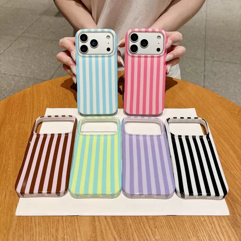 IMD Vertical Stripe iPhone Case Shockproof Silicone Protective Cover For Apple iPhone 17 16 15 14 13 Pro Max Plus Striped Pattern Phone Case