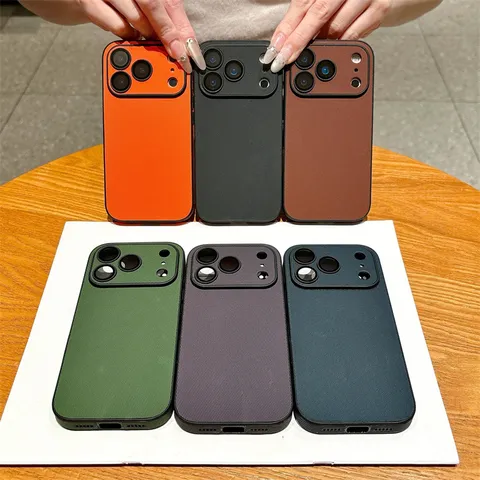 Minimalist Technical Fabric Woven Texture Phone Case Full Coverage Plaid Pattern Shockproof Guard Protective Cover For iPhone