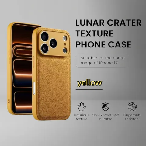 Lunar Crater Texture PU Leather Phone Case Two-In-One Shockproof Full Protection Matte Back Cover For iPhone Series