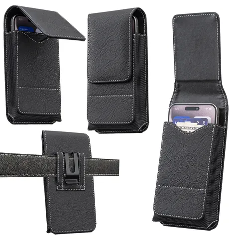 Universal Phone Holster Leather Waist Pouch With Belt Clip Magnetic Closure Men Mobile Phone Bag For Outdoor Daily