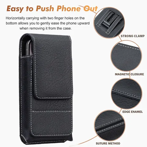 Universal Phone Holster Leather Waist Pouch With Belt Clip Magnetic Closure Men Mobile Phone Bag For Outdoor Daily