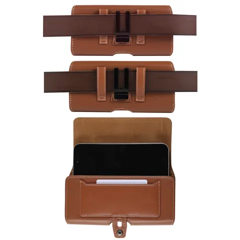 Custodia Orizzontale Universale in Pelle PU per Cellulare da Cintura Portafoglio Tinta Unita Chiusura Magnetica Porta Carte