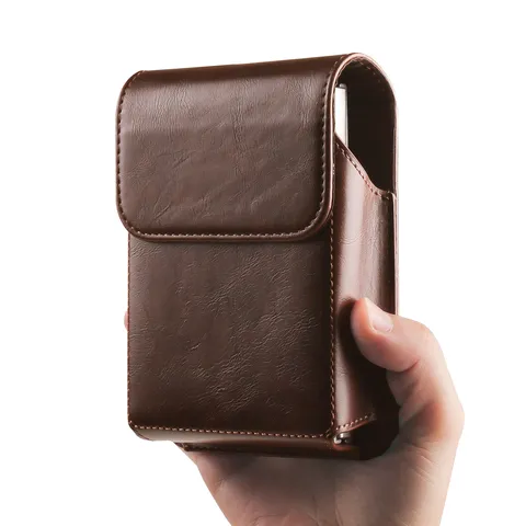 Universal PU Leather Vertical Mobile Phone Waist Bag with Flip Magnetic Buckle and Belt Loop Holster for Foldable Smartphone