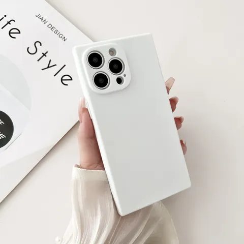 Minimalist Square TPU Phone Case Solid Color Full Coverage Camera Protective Phone Shell For iPhone Series