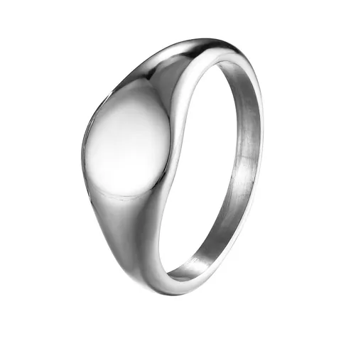Bague Lisse Ovale en Acier Inoxydable Minimaliste Anneau Simple Géométrique Haut de Gamme Bijoux de Doigt Déclaration de Luxe Léger Électroplaqué Cadeau pour Unisexe