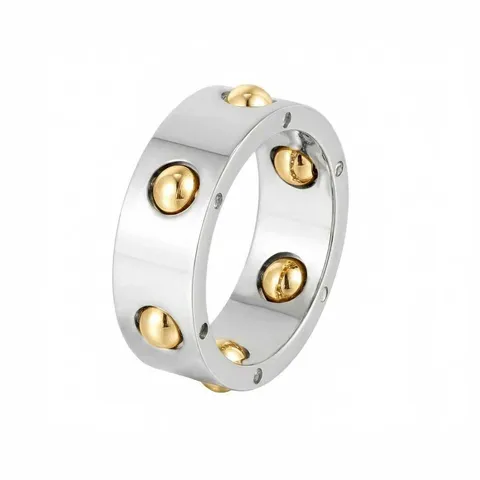 Bague en Acier Titane Plaqué Or 18K Avec Perles Rotatives Pour Femmes Style Sweet Cool Géométrique Anti-Stress Bague Empilable Bijoux