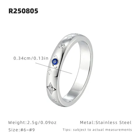 Anillo de Planeta de Acero Inoxidable de Moda para Mujer Anillo de Banda de Strass de Estrella Geométrica Resistente al Desgaste Joyería Diaria Regalo