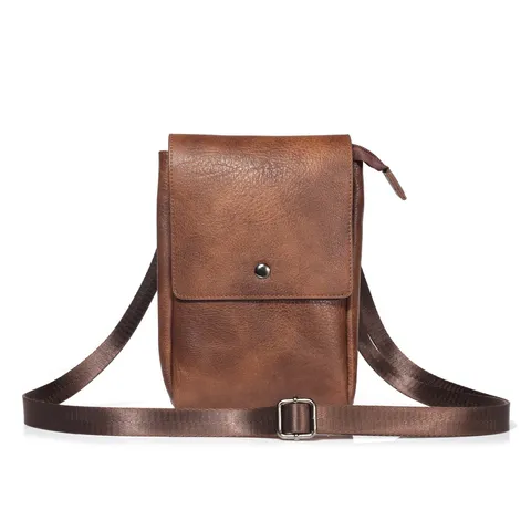Universal PU Leather Vertical Phone Holster Crossbody Shoulder Bag For Women Men Solid Color Snap Flip Cover Cell Phone Purse