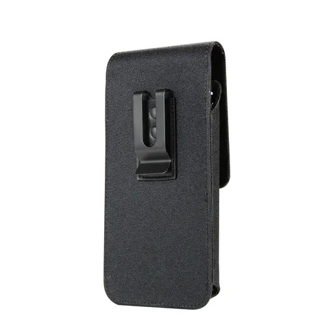 Universal Vertical Belt Clip Phone Pouch Faux Leather Nylon Card Slot Mobile Sleeve Bag Anti Theft Waist Hanging Holster Black Case For Smart Phones