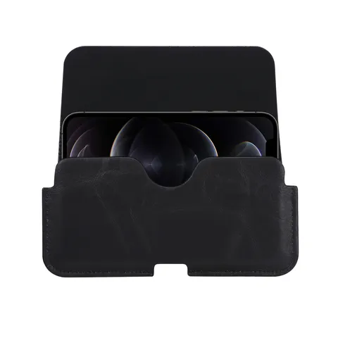 Horizontal Genuine Leather Phone Pouch Belt Loop Waist Case Shockproof Cellphone Holster Sleeve Magnet Closure Pocket Wallet Organizer For Universal Smartphone Men