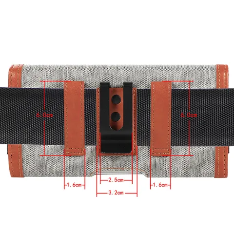 Men Horizontal Phone Waist Bag Oxford Cloth PU Leather Belt Loop Pouch Magnetic Closure Card Slot Casual Business Travel Phone Case