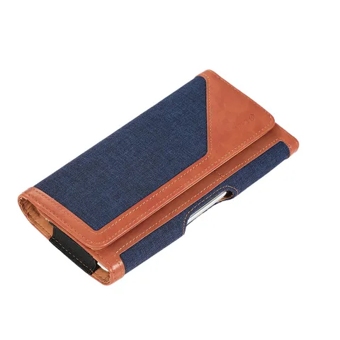 Men Horizontal Phone Waist Bag Oxford Cloth PU Leather Belt Loop Pouch Magnetic Closure Card Slot Casual Business Travel Phone Case