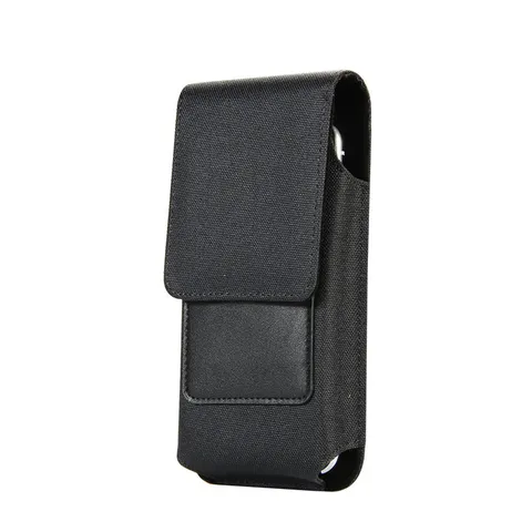 Universal Vertical Belt Clip Phone Pouch Faux Leather Nylon Card Slot Mobile Sleeve Bag Anti Theft Waist Hanging Holster Black Case For Smart Phones