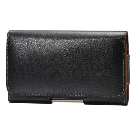 Pochette de Ceinture Universelle en Cuir Véritable pour Téléphone Texture Lychee Étui Horizontal Sac de Taille avec Clip de Ceinture pour Smartphone
