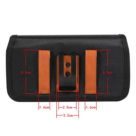 Men Business Casual Oxford Fabric Phone Pouch Belt Loop Clip Horizontal Design Magnetic Closure Card Slot Waist Bag