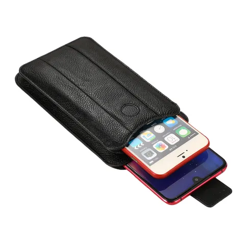 Pochette de Ceinture Universelle pour Téléphone Double Couche en Similicuir pour Hommes Étui Holster Business